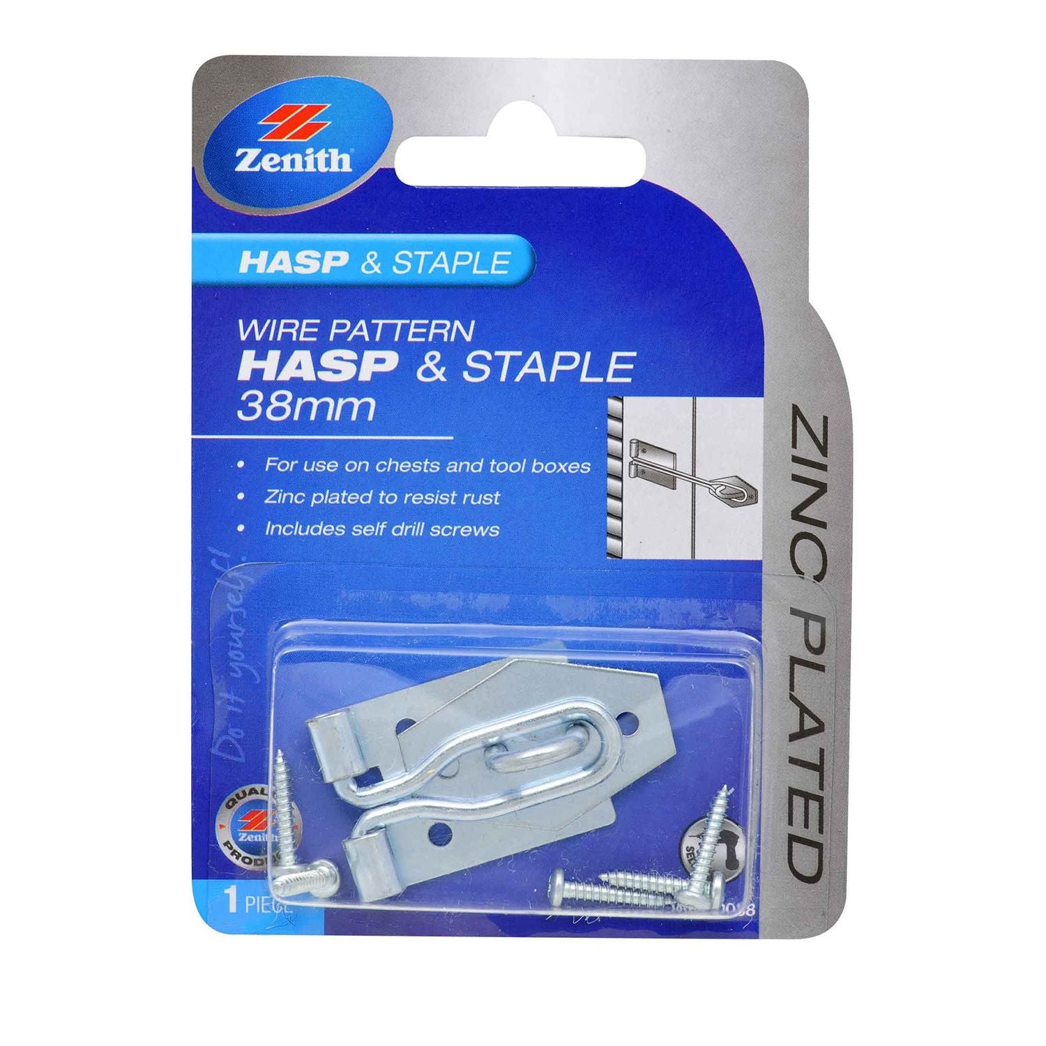 Trio Hasp & Staple Wire 38mm Zinc Plated
