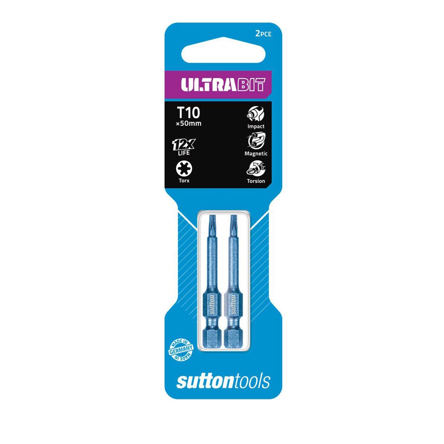Sutton Screwdriver Torx Bit T10 x 25mm - 2 Pack