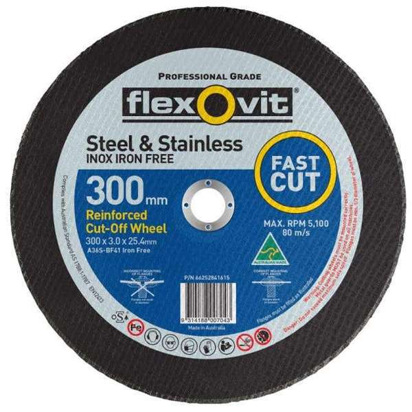 Flexovit Metal Chop Saw Cut-Off Wheel 300 x 3 x 25.4mm