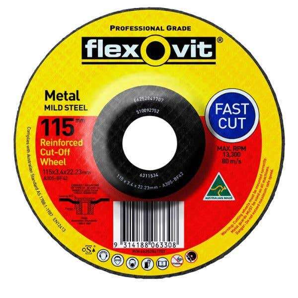 Flexovit Metal Cut-Off Wheel 115 x 3.4 x 22mm