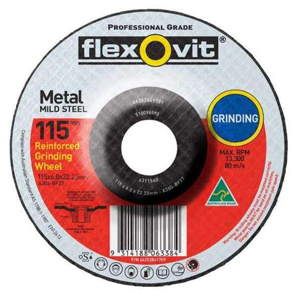 Flexovit Metal Grinding Wheel 115 x 6 x 22mm