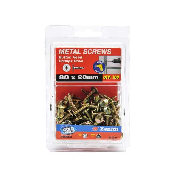 Zenith SDS Screw Button ZP 8-18G x 20mm (100pk)