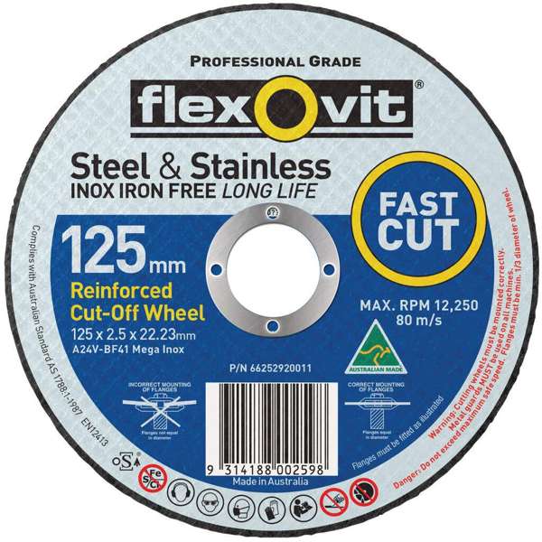 Flexovit Steel & Stainless Cut-Off Wheel 125 x 2.5 x 22mm