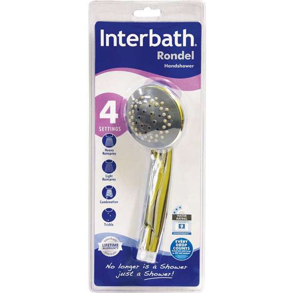 Interbath Rondel Hand Shower 4 Function Chrome 85mm