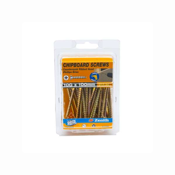 Zenith Chipboard Screw GP PHL 10G x 100mm (50pk)