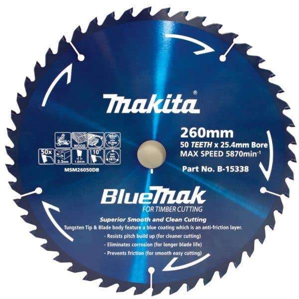 Makita Saw Blade BlueMak 260 x 25.4mm Bore x 50T B-15338