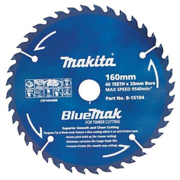 Makita Saw Blade BlueMak 160 x 20mm Bore x 40T B-15104