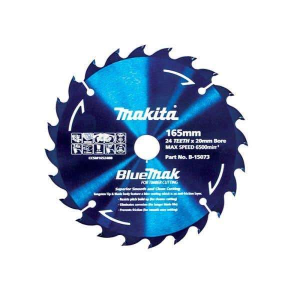 Makita Saw Blade BlueMak 165 x 20mm Bore x 24T B-15073