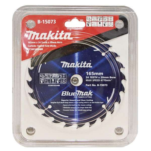 Makita Saw Blade BlueMak 165 x 20mm Bore x 24T B-15073