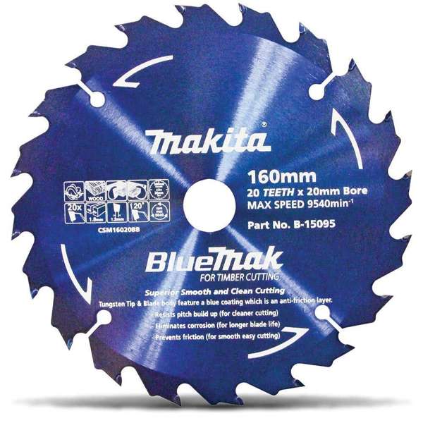 Makita Bluemak TCT Circular Saw Blade 20T 160mm B-15095-5