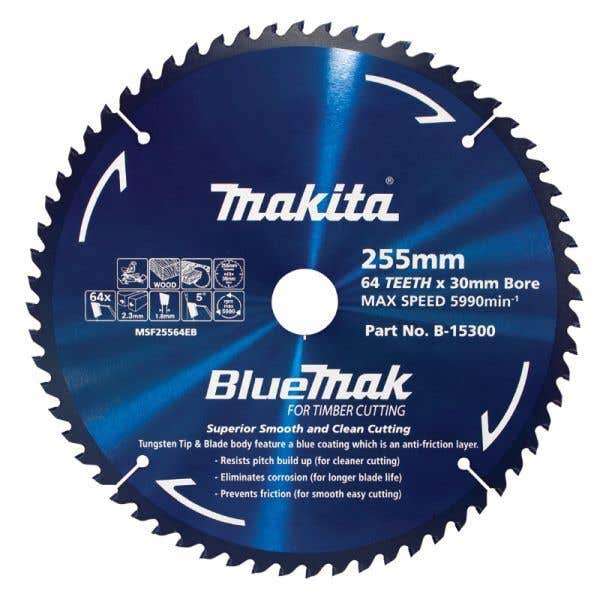 Makita Saw Blade BlueMak 255 x 30mm Bore x 64T B-15300