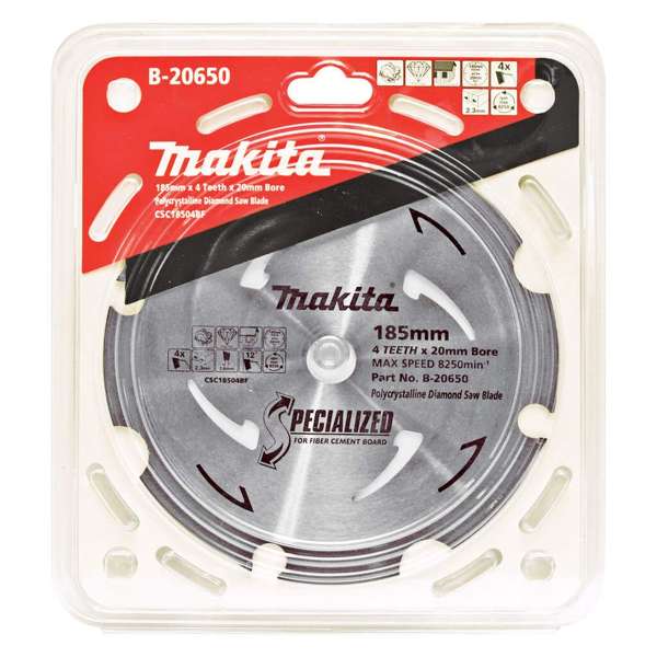 Makita PCD Fibre Cement Saw Blade 4T 185 x 20mm B-20650