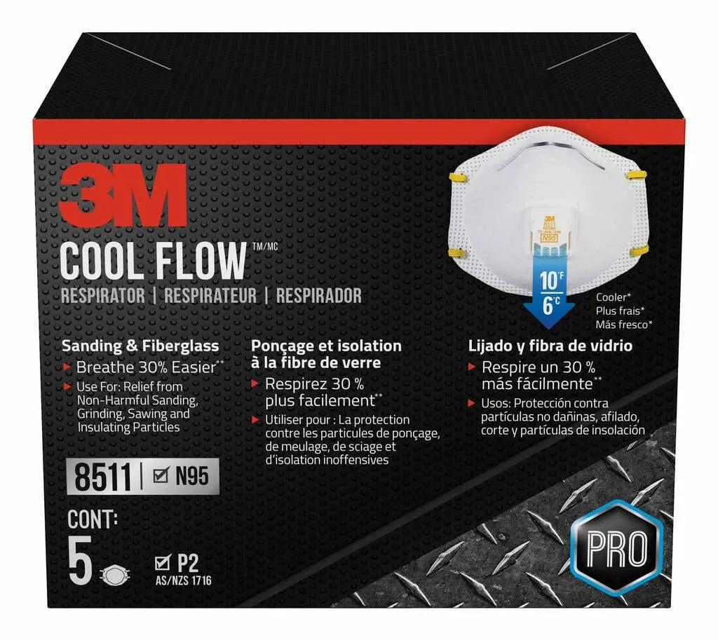 3M Cool Flow Sanding/Fiberglass Face Masks - 5 Pack