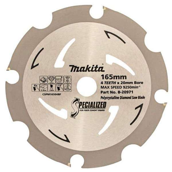 Makita Saw Blade Fibre Cement 165mm x 4T B-20971