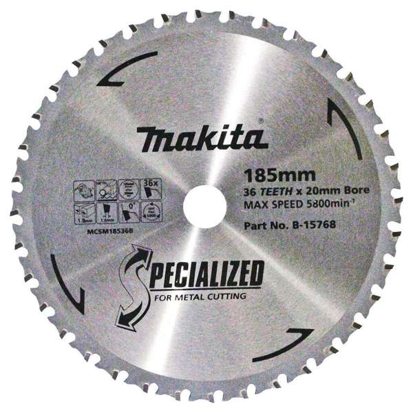 Makita Specialized TCT Saw Blade Cold Metal Cutting 36T 185 x 20mm B-15768