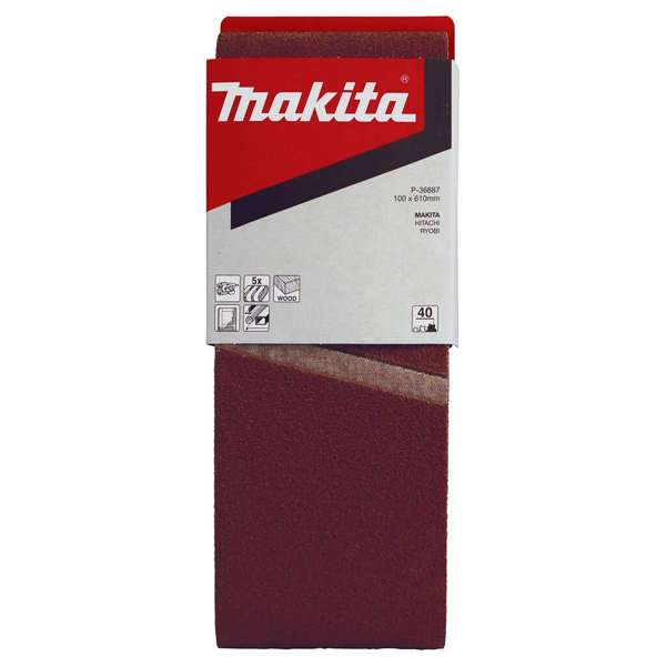 Makita Sanding Belt 40G 100 x 610mm - 5 Pack P-36887