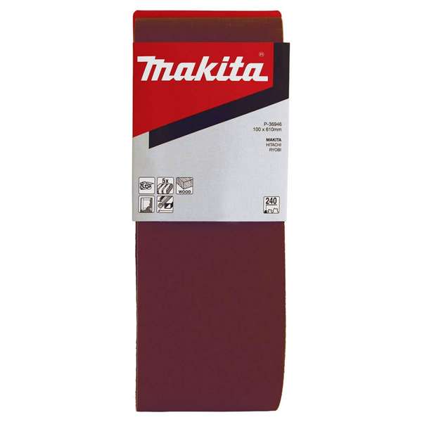 Makita Sanding Belt 240G 100 x 610mm - 5 Pack P-36946