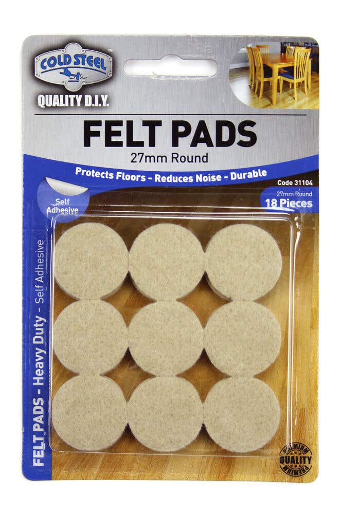 Cold Steel Felt Pads Round Heavy Duty Beige 27mm (18 Pack) 18 Pack