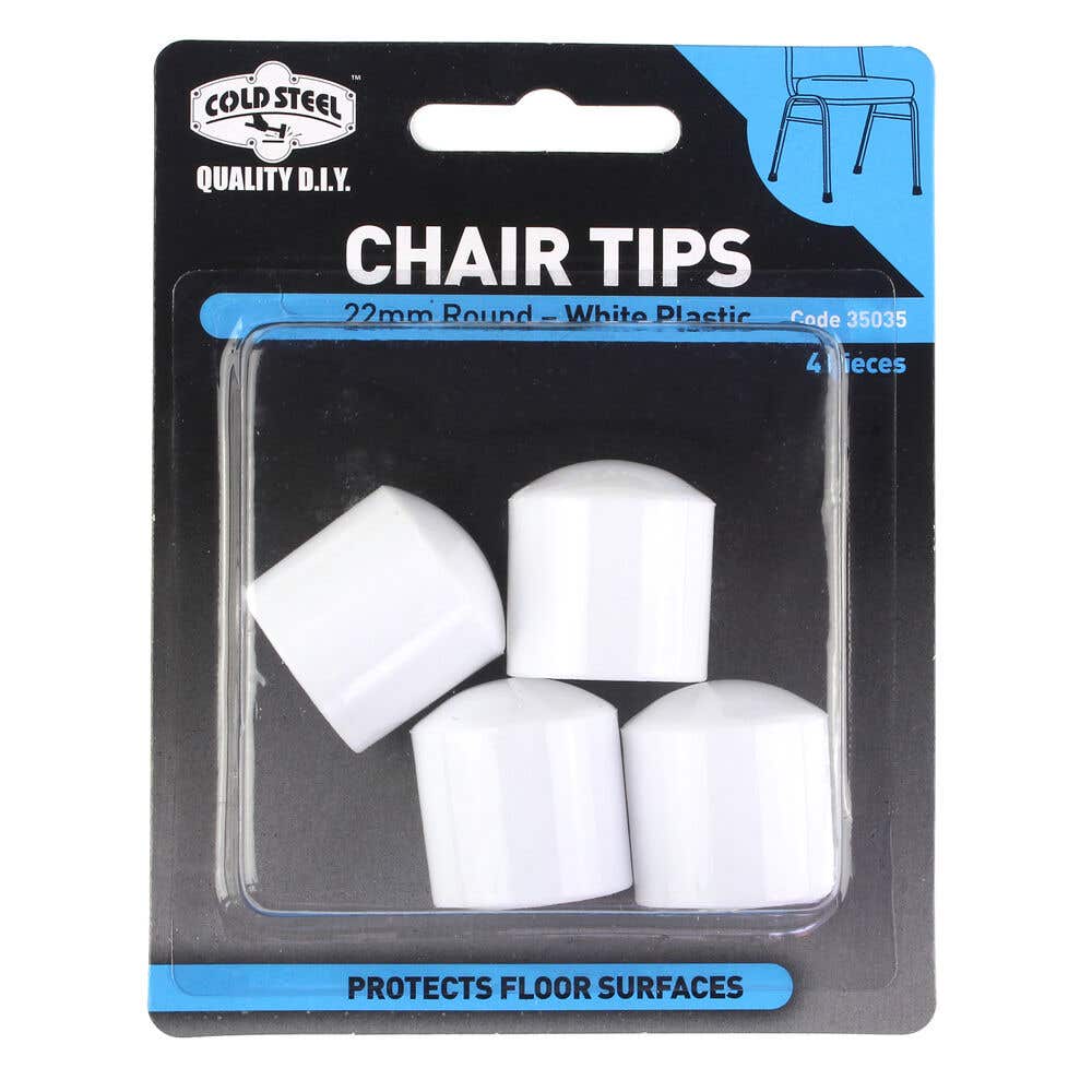 Cold Steel Chair Tips Round White Plastic 22mm