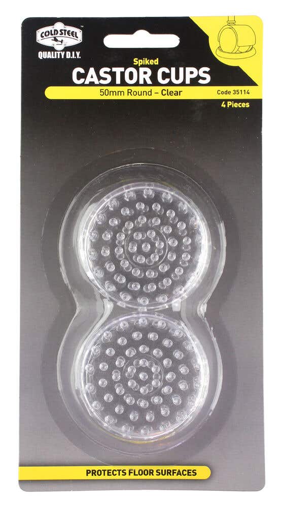 Cold Steel Castor Cups Spiked Plastic Clear 50mm