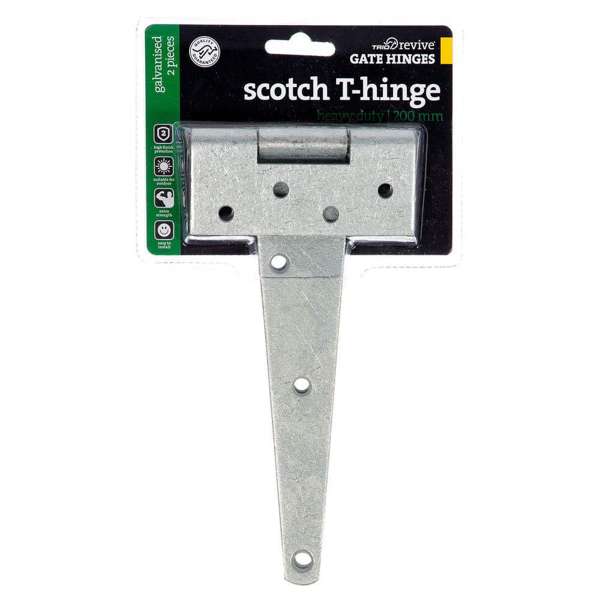 Trio Heavy Duty Scotch T-Hinge Galvanised 200mm - 2 Pack