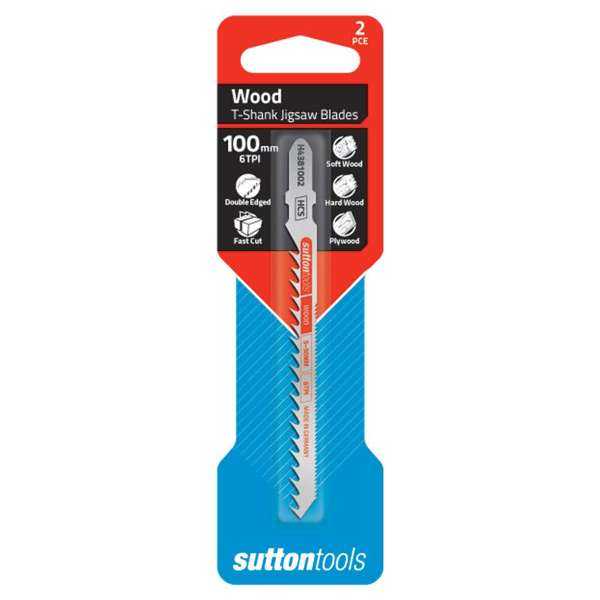 Sutton Tools T-Shank Jigsaw Blade Wood Double Edge 100mm - 2 Piece