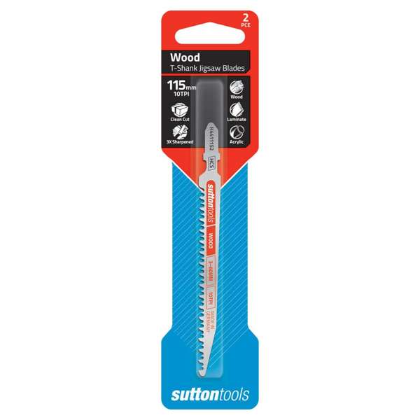 Sutton Tools T-Shank Jigsaw Blade Wood Extra Fine 115mm - 2 Piece