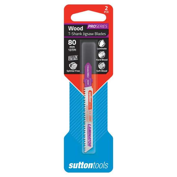Sutton Tools T-Shank Jigsaw Blade Laminate 80mm 2 Piece