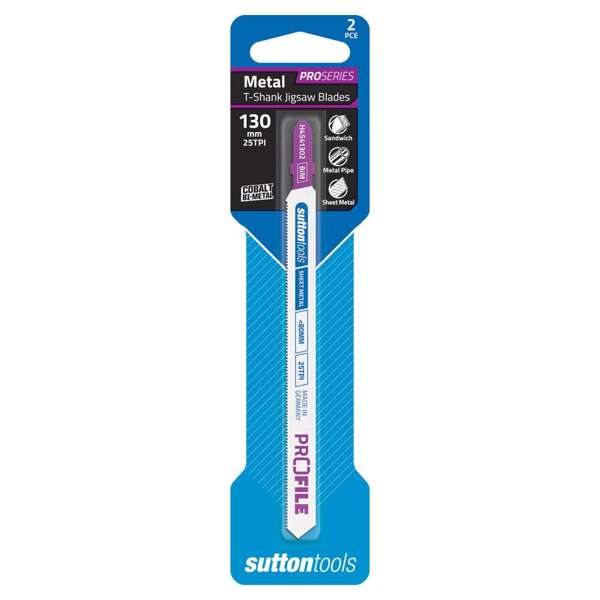 Sutton Tools T-Shank Jigsaw Blade Metal Profile 130mm - 2 Piece