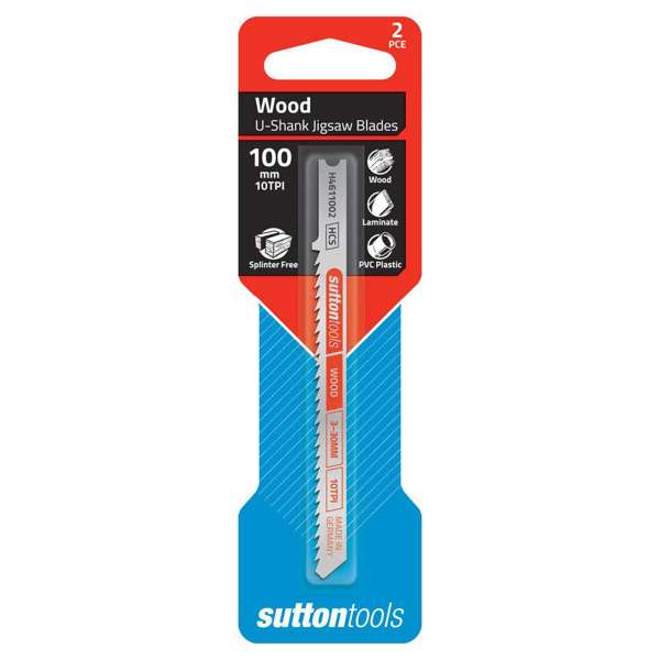 Sutton Tools U-Shank Jigsaw Blade Wood Splinter Free 100mm - 2 Piece