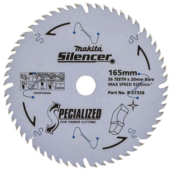 Makita Circular Saw Blade Specialized for Timber 56T 165mm B-57358