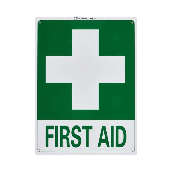 Sandleford First Aid Safety Sign White/Green 300 x 225mm