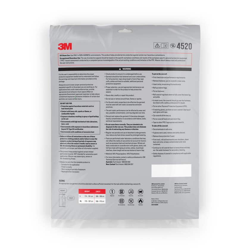 3M Coveralls Disposable Protective L