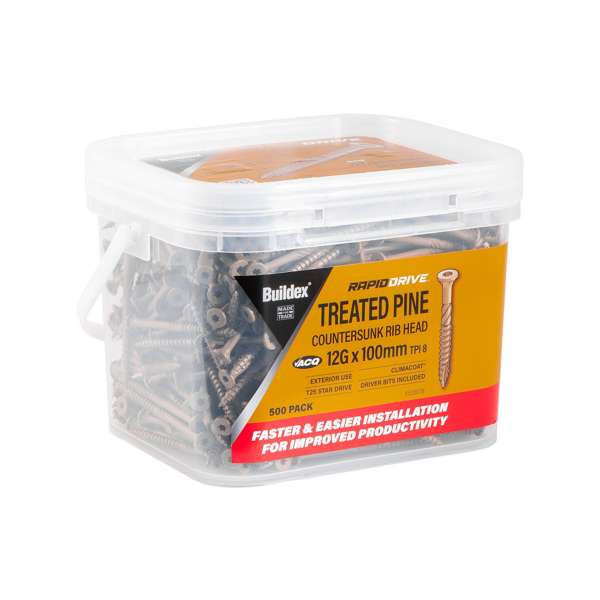 Buildex Screw T25 Star Drive Treated Pine Climacoat 12G x 100mm - Box of 500