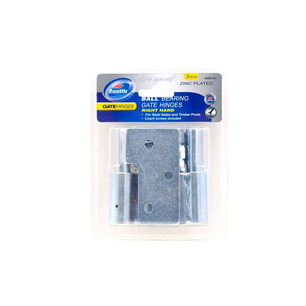 Zenith Zinc Plated Right Hand Ball Bearing Gate Steel to Wooden Hinge - 2 Pack