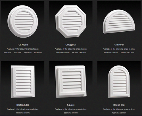 Fedtrim Gable Vent Full Moon 440mm Non-Functional