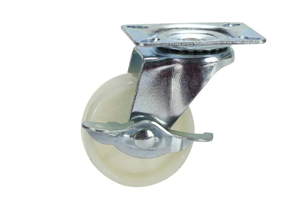 Cold Steel Nylon Swivel Castor with Brake White 63mm