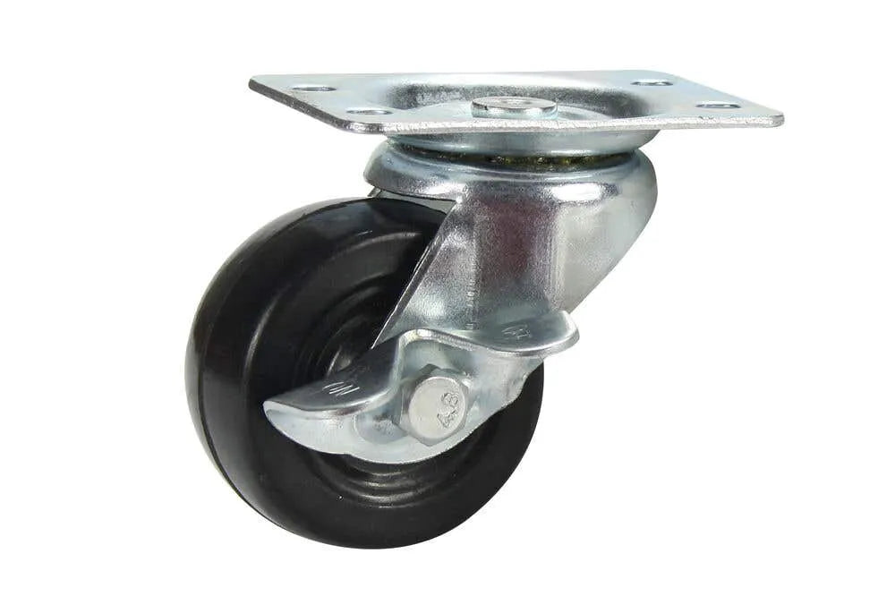 Cold Steel Rubber Swivel Castor with Brake Black 50mm