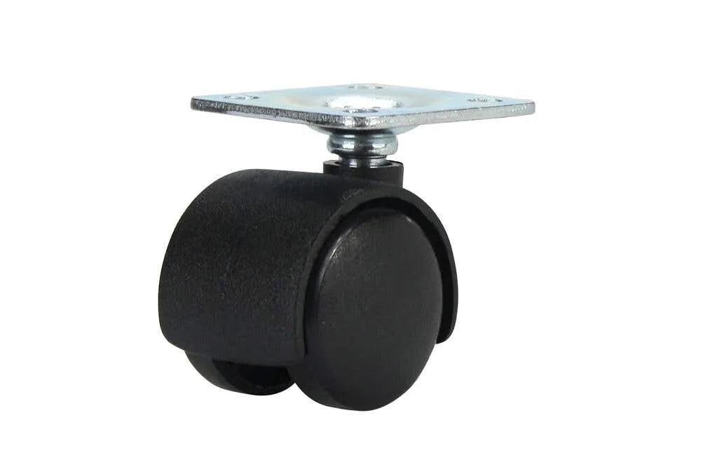 Cold Steel Twin Wheel Hooded Plate Furniture Castor 30mm - 2 Pack