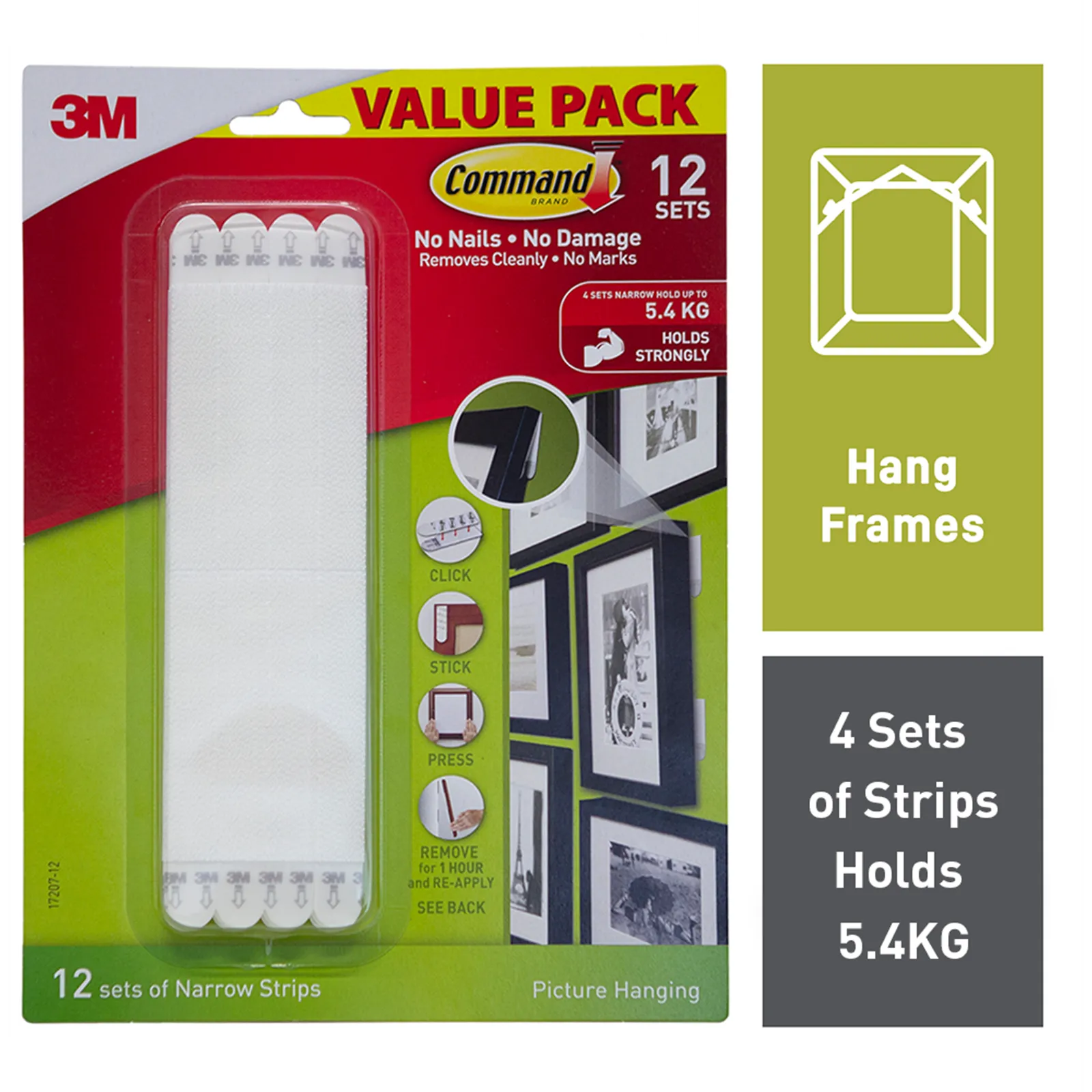 Command Picture Hanging Strip White Narrow - 4 Pack
