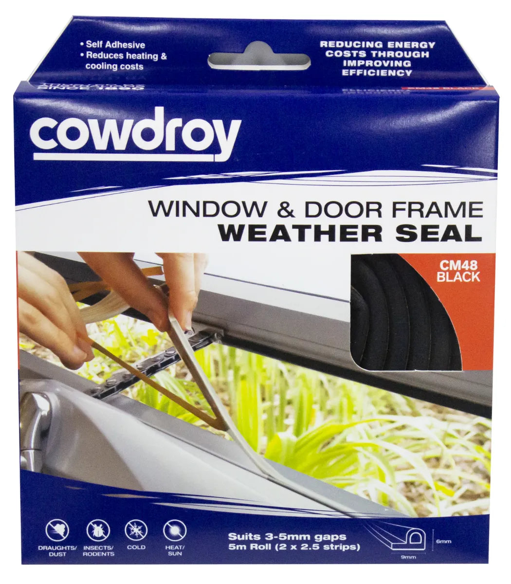 Cowdroy Hollow Rubber Window & Door Weather Seal 6 x 9mm CM48