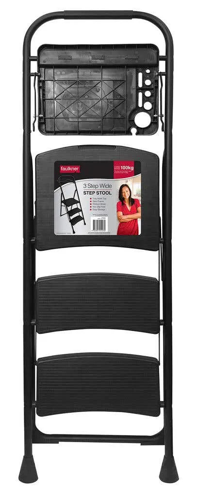 Faulkner 3 Step Wide Ladder with Tool Tray 100kg Domestic
