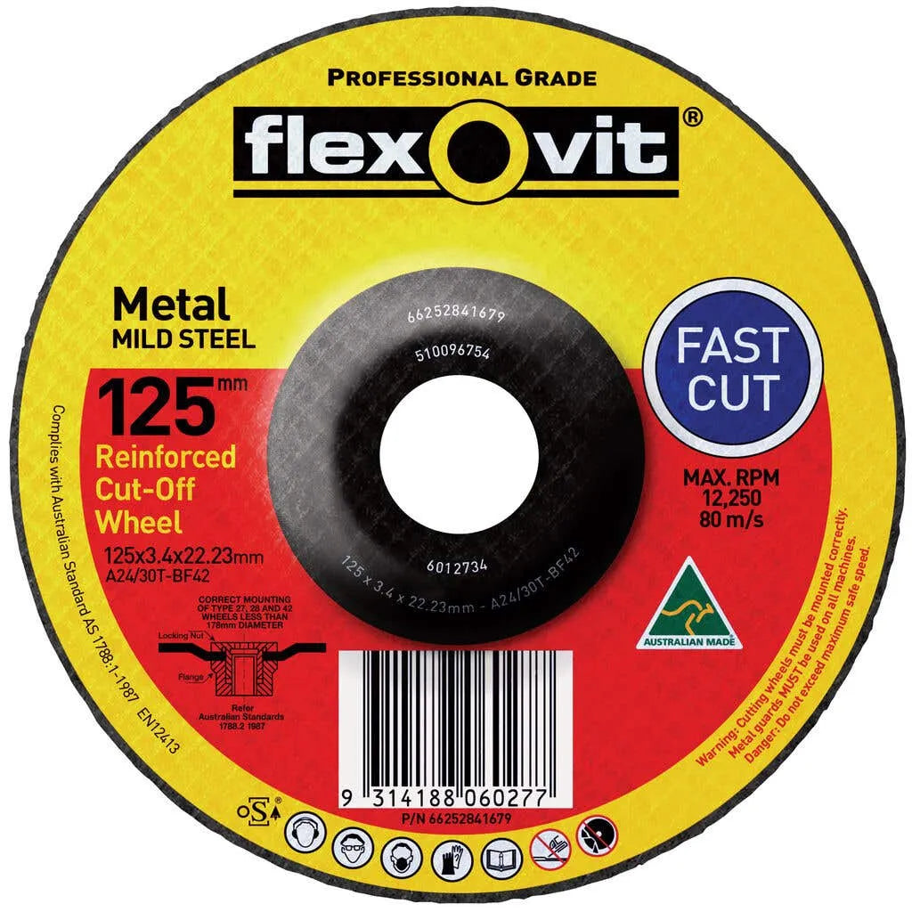 Flexovit Metal Cut-Off Wheel 127 x 3 4 x 22mm