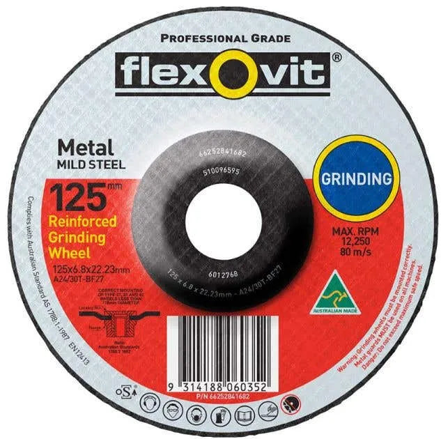 Flexovit Metal Grinding Wheel 125 x 6.8 x 22.2mm