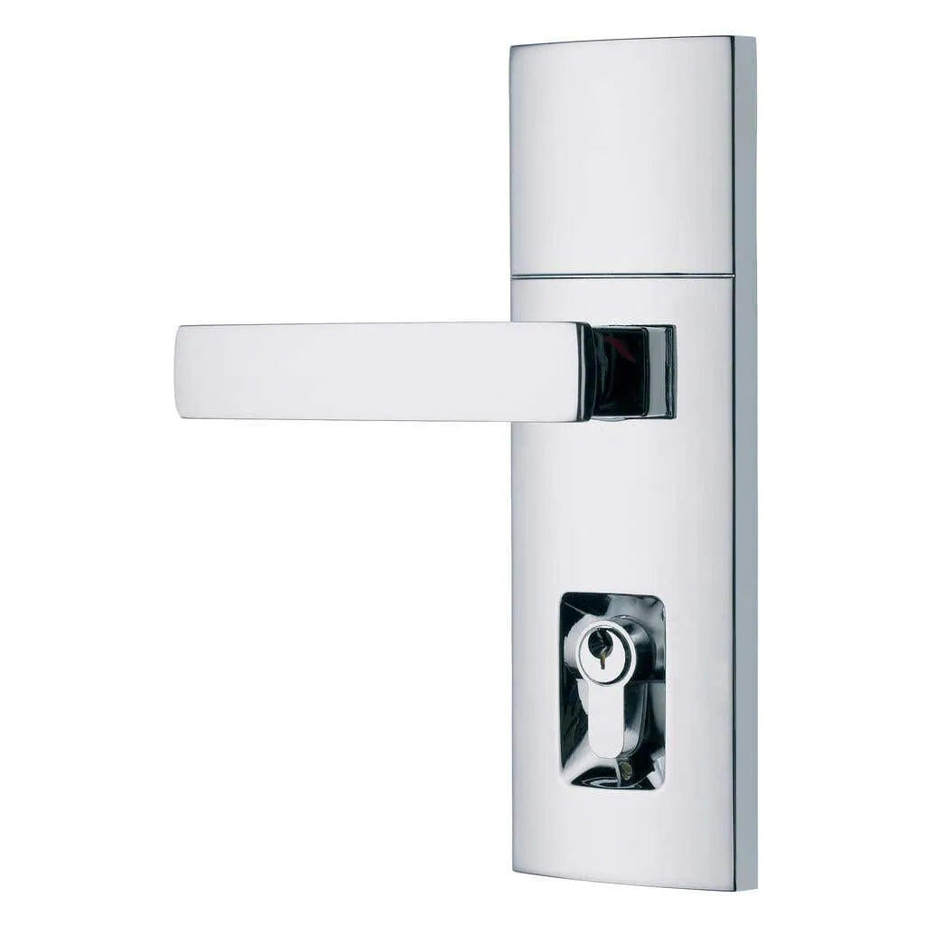 Gainsborough Trilock Angular Entrance Leverset Double Cylinder Bright Chrome 8951ANGBC