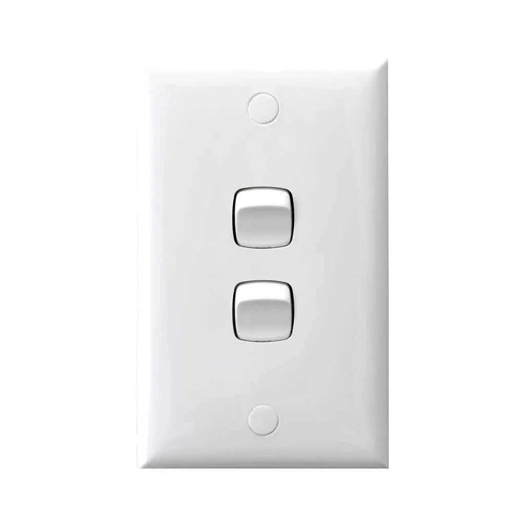 HPM Switch Wall 2 Gang 10A White