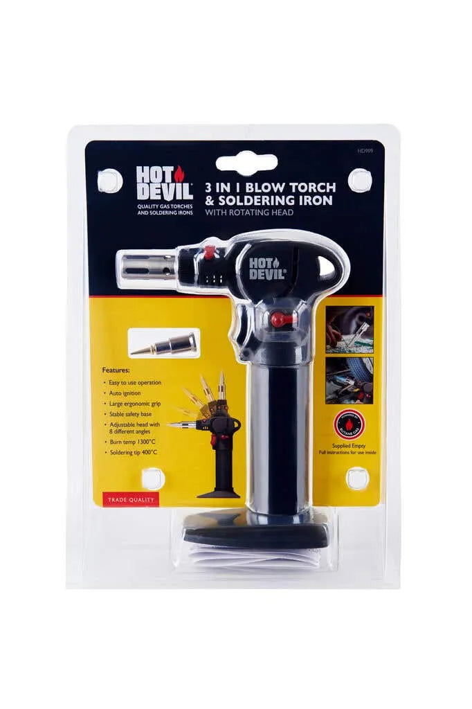 Hot Devil Soldering Iron & Blow Torch 3 in 1 with Rotating Head