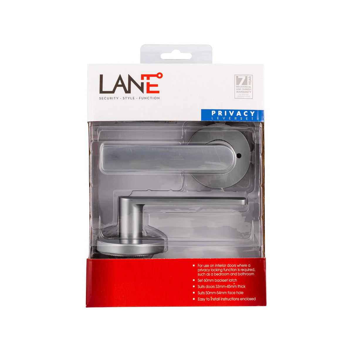 Lane 65mm Brushed Satin Chrome Westminster Round Privacy Set