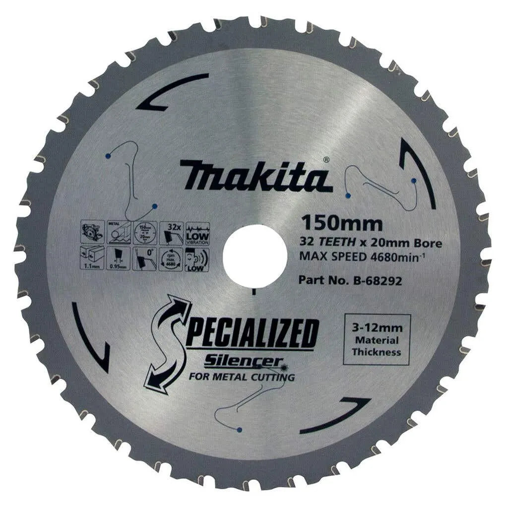 Makita Silencer TCT Saw Blade Specialised Cold Metal 32T 150 x 20mm B-68292