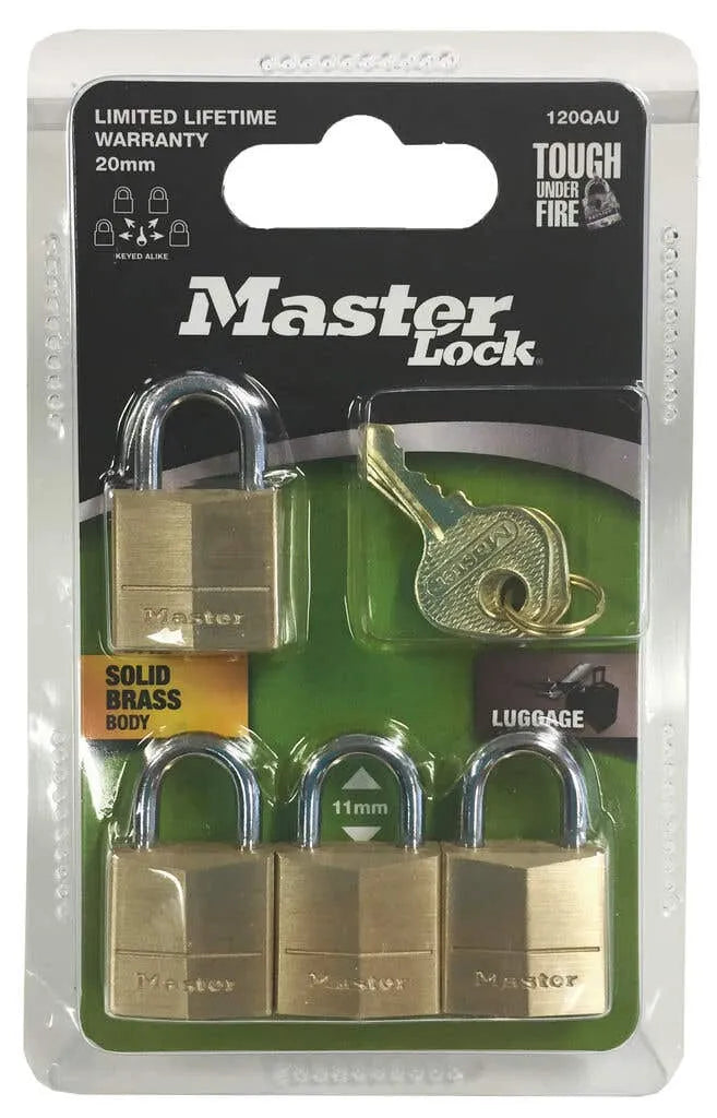 Master Lock Brass Padlock 20mm - 4 Pack